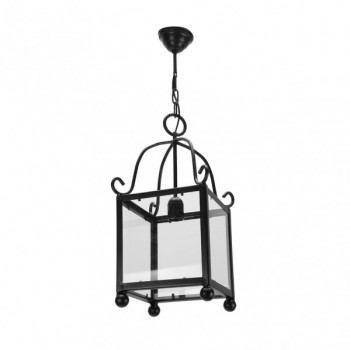 Distribuidor - Lâmpadas Diversas | Colgantes Rustica | FAROL FORJA MONASTERIO 1XE27 NEGRO REGX27X27 CM Ref: 1.960/25-NEGRO